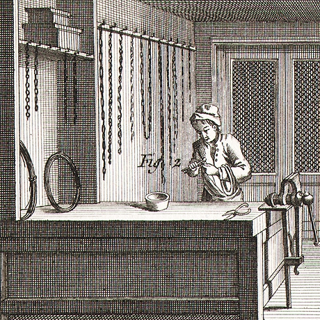 изготовление цепей. старинные гравюры в рамах, 18 век