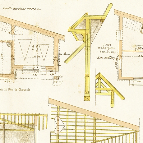 проект приусадебной постройки архитектора m. jandell-ramier, старинная литография1890-е гг.