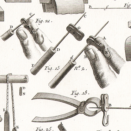 изготовление цепей. старинные гравюры в рамах, 18 век