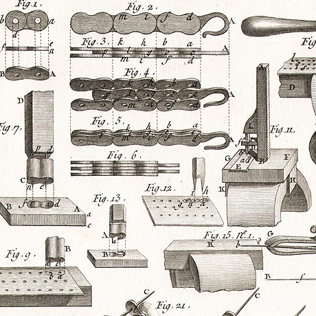 изготовление цепей. старинные гравюры в рамах, 18 век