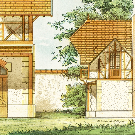 проект приусадебной постройки архитектора m. jandell-ramier, старинная литография1890-е гг.
