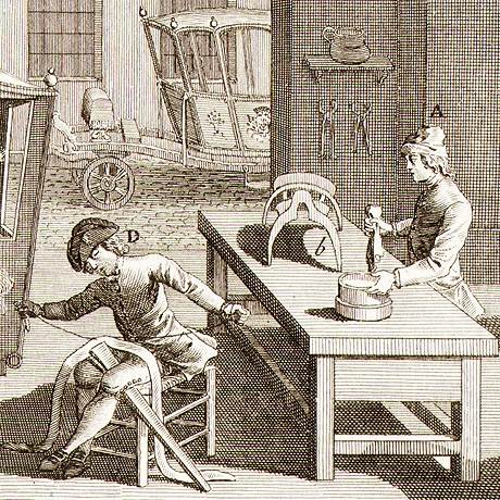 каретная мастерская, кузовной цех. старинная французская гравюра