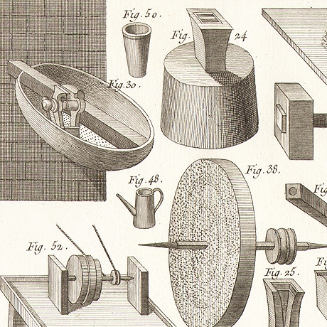 мастерская ножовщиков и их инструменты. старинные гравюры