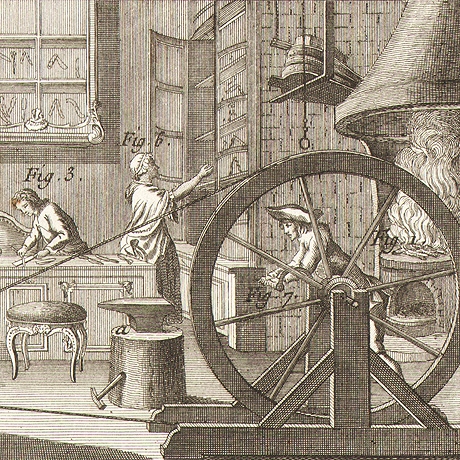 мастерская ножовщиков и их инструменты. старинные гравюры