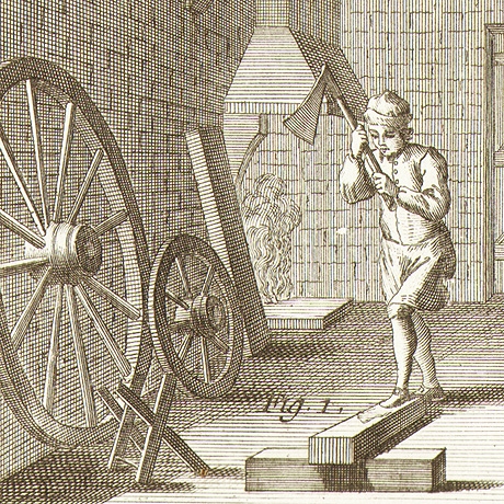 каретная мастерская, колесный цех. старинная гравюра