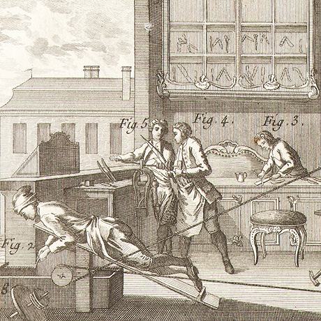 мастерская ножовщиков и их инструменты. старинные гравюры