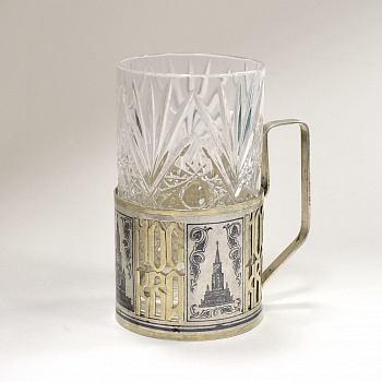 Старинный подстаканник «Москва». Серебро 875 пробы