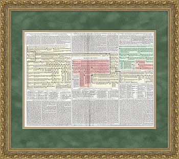 История и генеалогия Российской империи, Дании и Швеции. Огромная старинная гравюра 1804 год