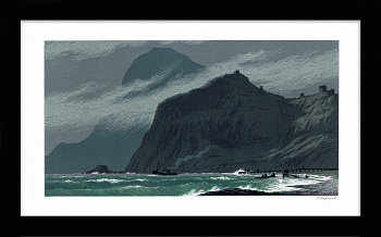 У берегов Таврии, Крым. Авторская, старинная гравюра