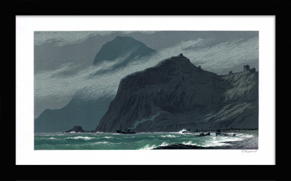 У берегов Таврии, Крым. Авторская, старинная гравюра