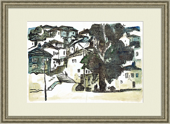 Окраина Махачкалы. Старинная автолитография