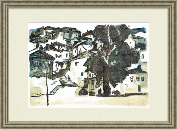 Окраина Махачкалы. Старинная автолитография