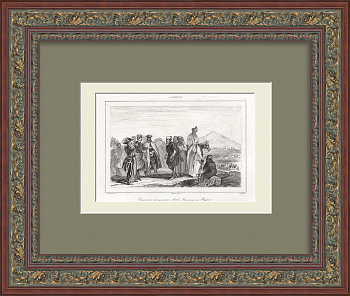 Переселение 40.000 армян в Россию из Персии. Русско-персидская война, старинная гравюра