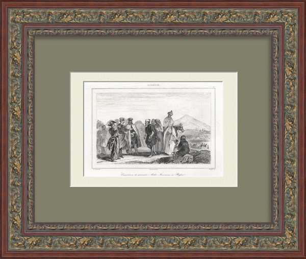 Переселение 40.000 армян в Россию из Персии. Русско-персидская война, старинная гравюра