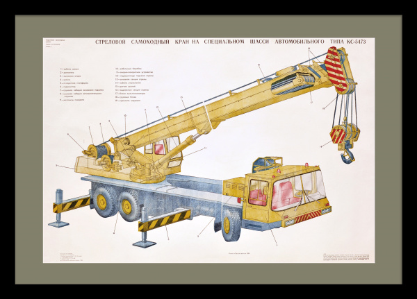 Строительный автокран КС-5473. Большой, советский плакат