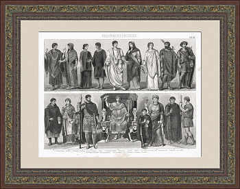 Госслужащие Древнего Рима: консулы, ликторы, полководцы и др. Старинная гравюра 19 века