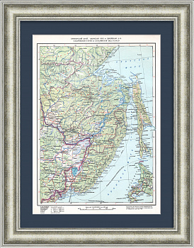 Дальний Восток. Послевоенная карта 1947 года с территориальным делением