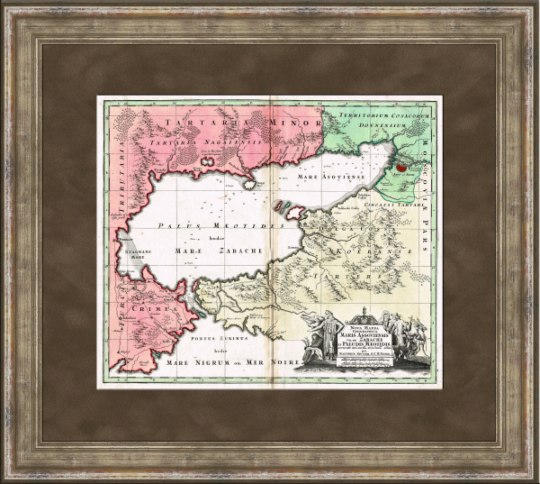 Азовское море, Крым, Кубань, Тамань и другие территории Юга. Редкая антикварная карта 1740 года