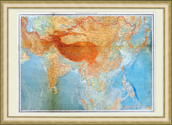 Юго-восточная Азия, штаб РККА. Карта кабинетного формата