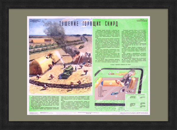 Тушение пожаров в сельском хозяйстве. Оригинальный, советский плакат