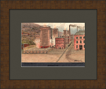 Доменные печи на дореволюционной литографии, раритет