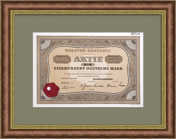 Пивоварня Хольстен. Акция на 400 марок 1966 года