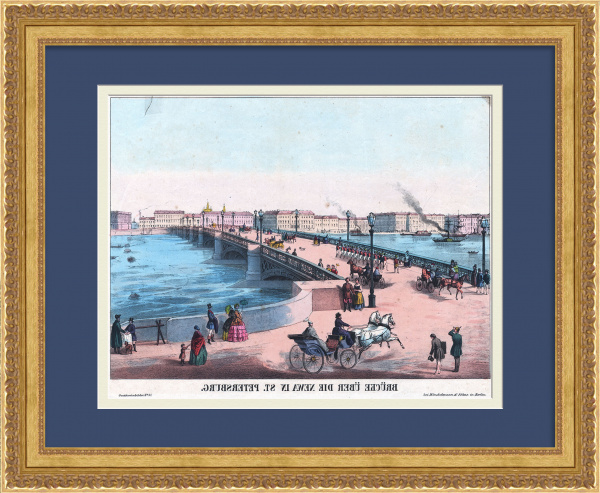 Благовещенский мост в Санкт-Петербурге. Уникальная старинная гравюра