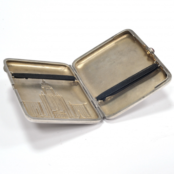 мгу, старинный портсигар. серебро 875 пробы