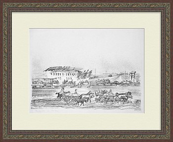 Эшелоны в Сибирь. Авторская литография 1945 года