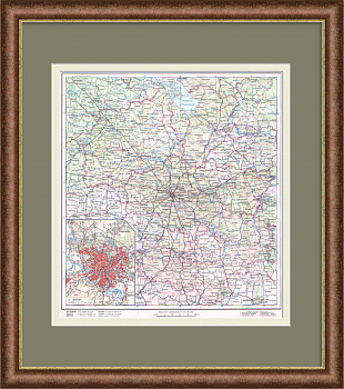 Москва и Московская область, прилегающие территории. Старинная карта сталинской эпохи