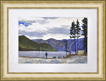 Алтай. Привал на Телецком озере. Авторский рисунок