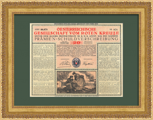 Австрийское Общество Красного Креста. Облигация в 20 франков 1916 года