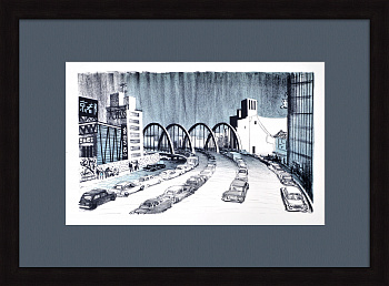 Улица в Токио. Старинная автолитография