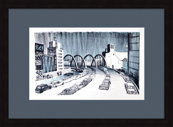 Улица в Токио. Старинная автолитография