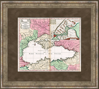 Карта Черного моря, прилегающих территорий и пролива Босфор, 1740 год, кабинетный формат