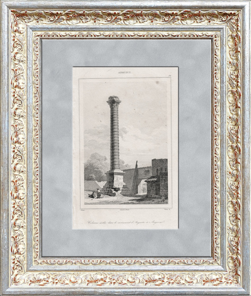 Армения. Колонна на руинах храма Августа в Ангоре. Гравюра 19 века