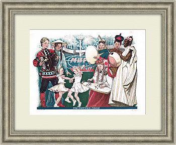 Социалистические народы - за мир! Цветная литография в раме