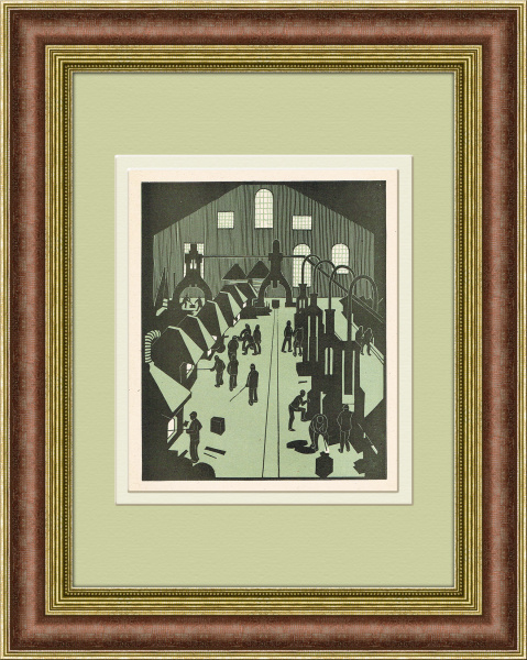 Мытищинский машиностроительный завод, линогравюра, 1921 г.