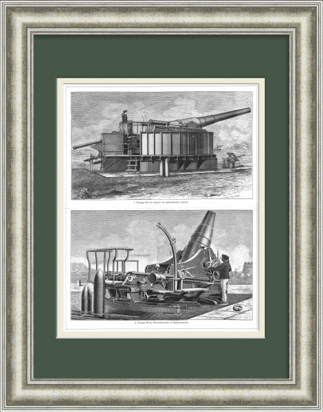 Артиллерийские орудия фирмы Крупп, антикварная литография