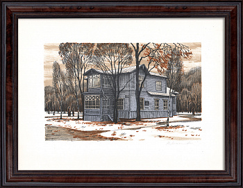 Дача революционера М.И. Калинина, Санкт-Петербург. Советская, авторская гравюра