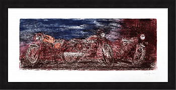 Мотоциклы: Дукати и Кавасаки. Авторский офорт