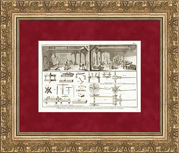 Каретная мастерская, колесный цех. Старинная гравюра