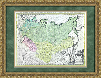 Карта Российской империи 1786 года. Гравированная с ручной раскраской, коллекционный раритет