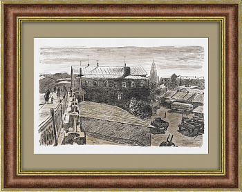 Набережная Яузы. Авторская литография 1960-х годов