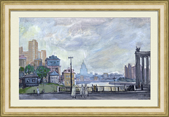 Бородинский мост, Москва. Большая, авторская акварель