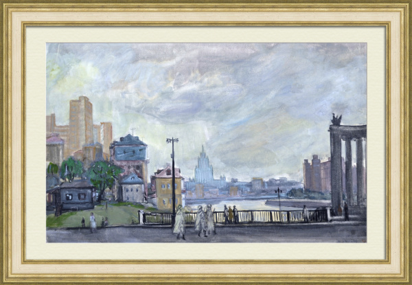 Бородинский мост, Москва. Большая, авторская акварель