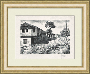 Бахчисарай, Крым. Старинная, авторская гравюра