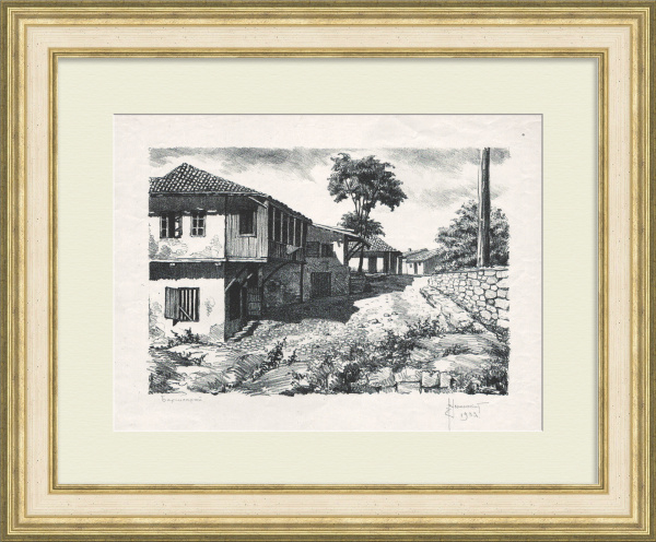 Бахчисарай, Крым. Старинная, авторская гравюра