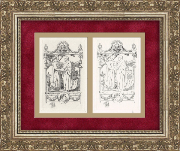 Сенаторы на пиру. Две оригинальные гравюры С. Соломко, с подписью. 1919 год, раритет!