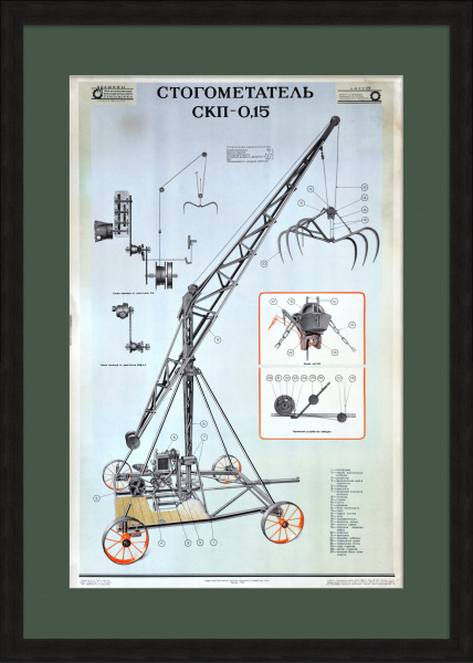 Сельскохозяйственная техника. Крановый стогометатель. Советский, редкий плакат